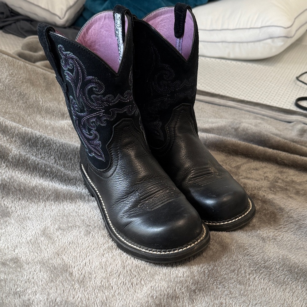 Ariat Black and Purple Ankle Boots